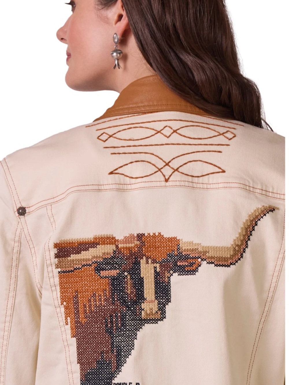 Double D Ranch Lead Steer jacket leather collar Embroidered longhorn Rtl 595 NWT - Picture 11 of 16